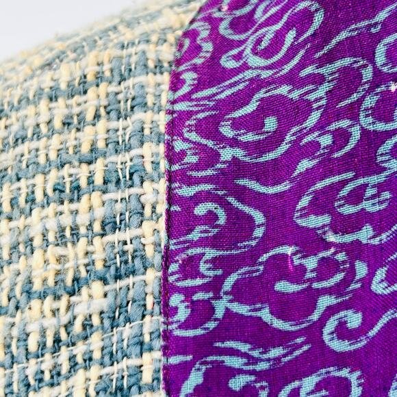 Vintage Thai Purple Blue Tweed Cotton Silk Lined Kimono Jacket - Picture 3 of 8